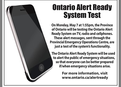Ontario Alert Ready System Test announcement